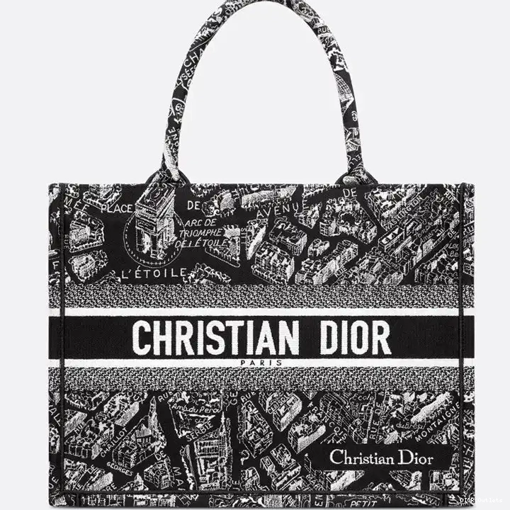 Hot Dior Paris Book Black Plan de Motif Canvas Tote 0510